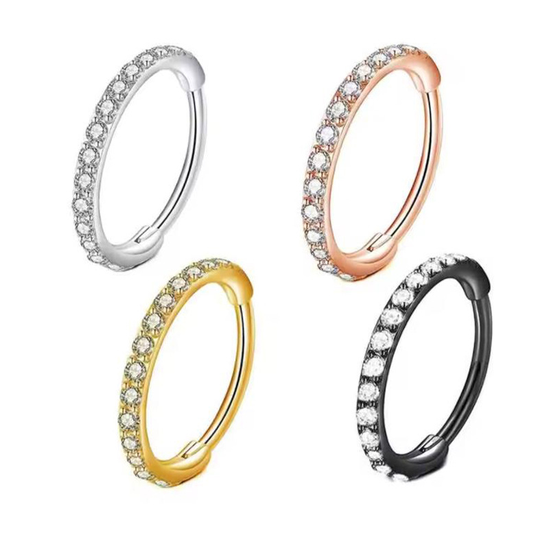Body Jewelry Ear Piercing - 16G Clear CZ Neusring Hoop 316L