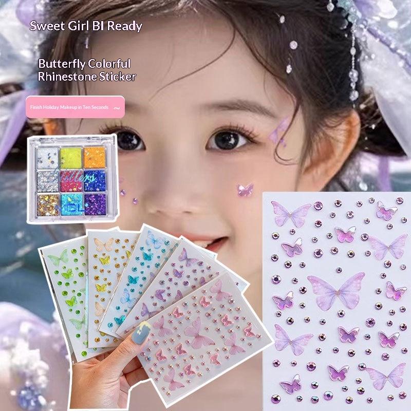 Body Jewelry Eyebrow - Gezichtsschilderstickers voor kinderen Meisjesstickers Glitterstickers Toneelmake-upstickers