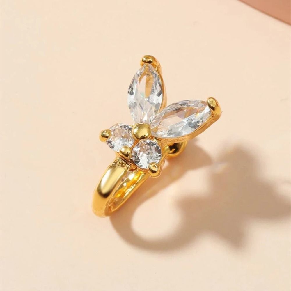 Body Jewelry Ear Piercing - Rhinestone vlinder neusring zirkoon koper clip-on