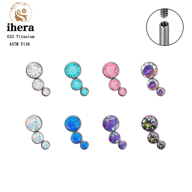 Body Jewelry Lip Ring - G23 Titanium Ronde Zirkoon Platte Stud