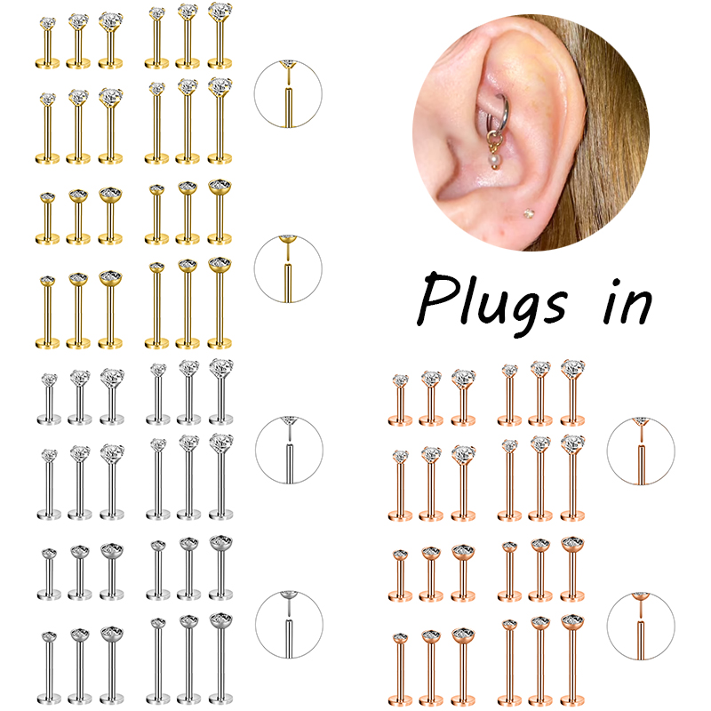 Zs Body Jewelry - Zs 3 Stks/partij Rvs Tragus Earring