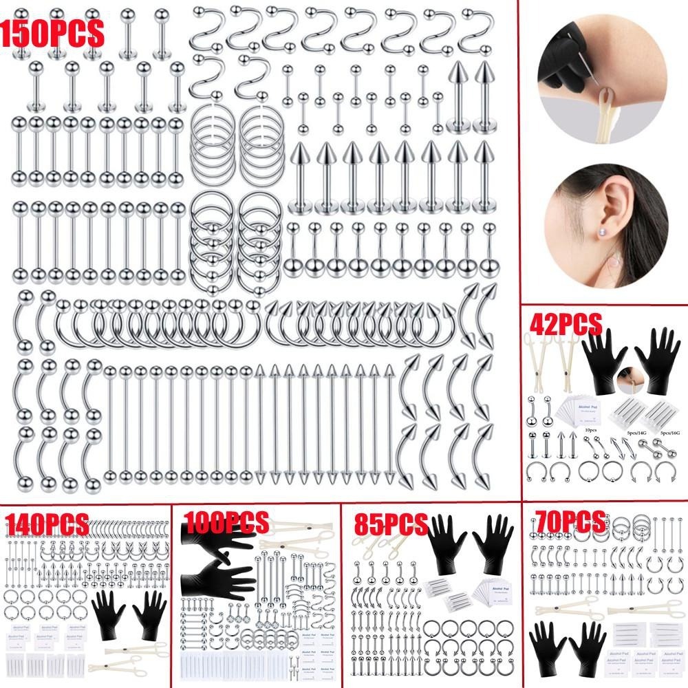Body Jewelry Lip Ring - 150/140/85/70/42-delige body piercing kit, sieraden gereedschapset