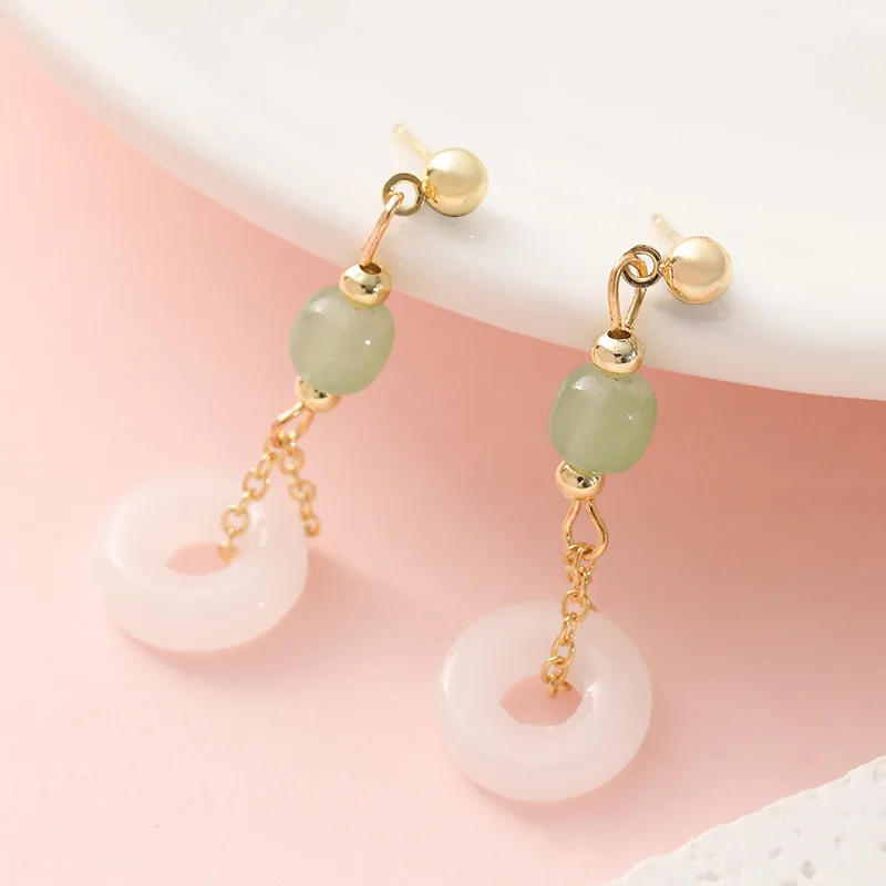 Daith Heart Ring - Natuurlijke echte Jade Ring Oorbellen Steen
