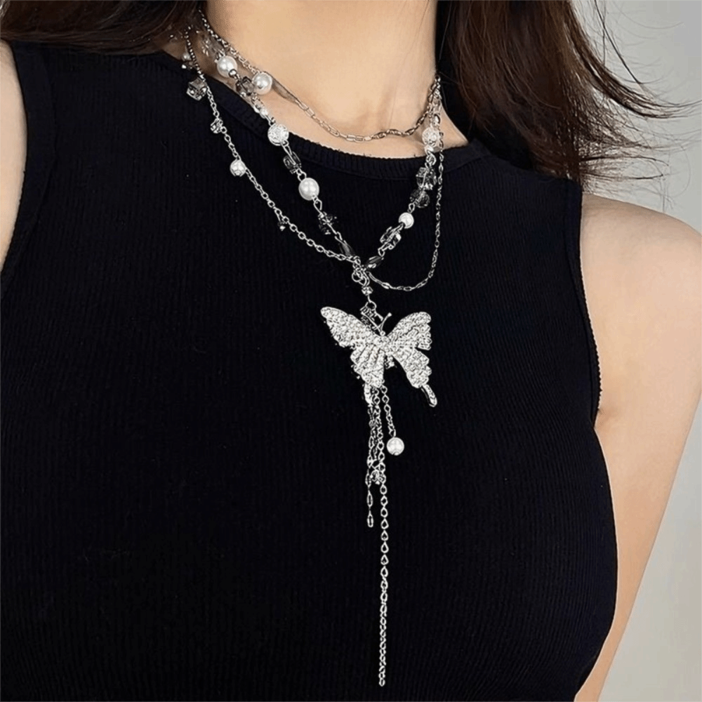 Body Jewelry Y2K - Creatieve Y2K vlinder buikketting meerlaags geometrische