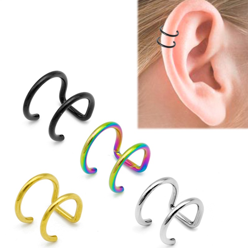 Body Jewelry Lip Ring - 2 stuks 316L roestvrijstalen clip-on oormanchetten