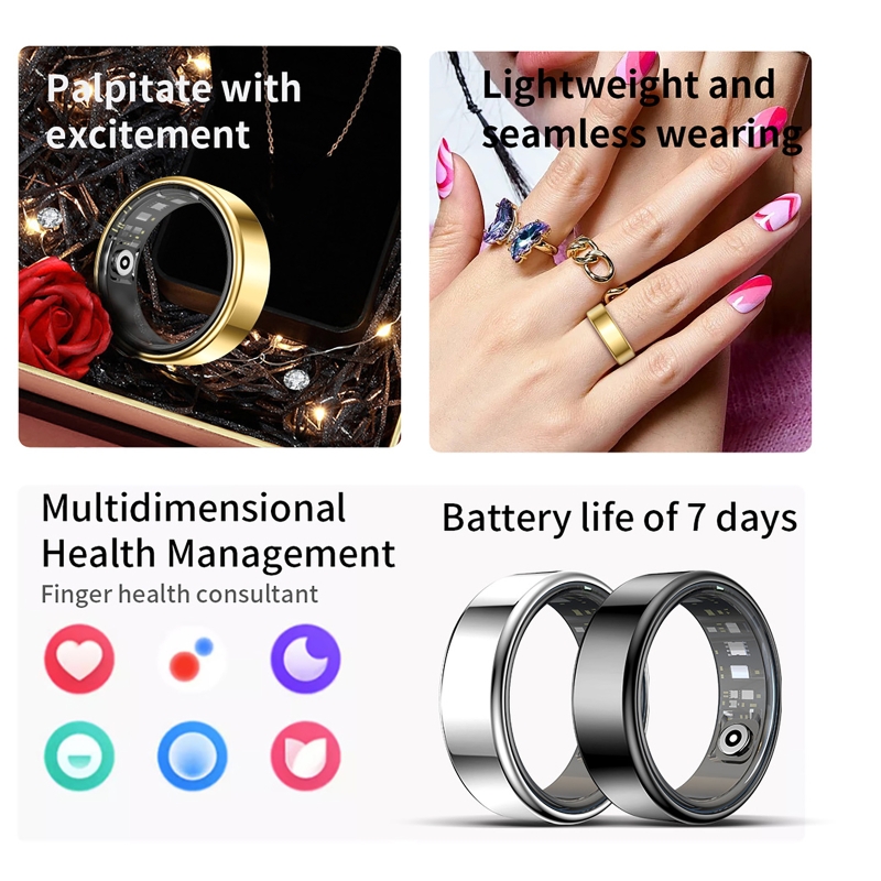 Daith Heart Ring - Slimme Ring Gezondheidstracker Hartslag Bloedzuurstofmeter Waterdicht