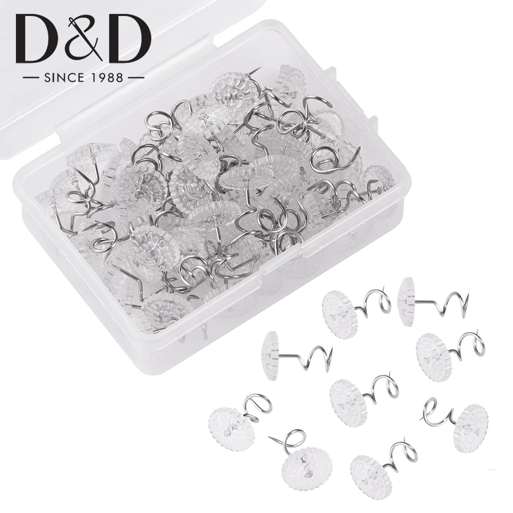 Threadless Push Pin - 20/40/50 Stuks Doorzichtige Twist Pins Bedrok