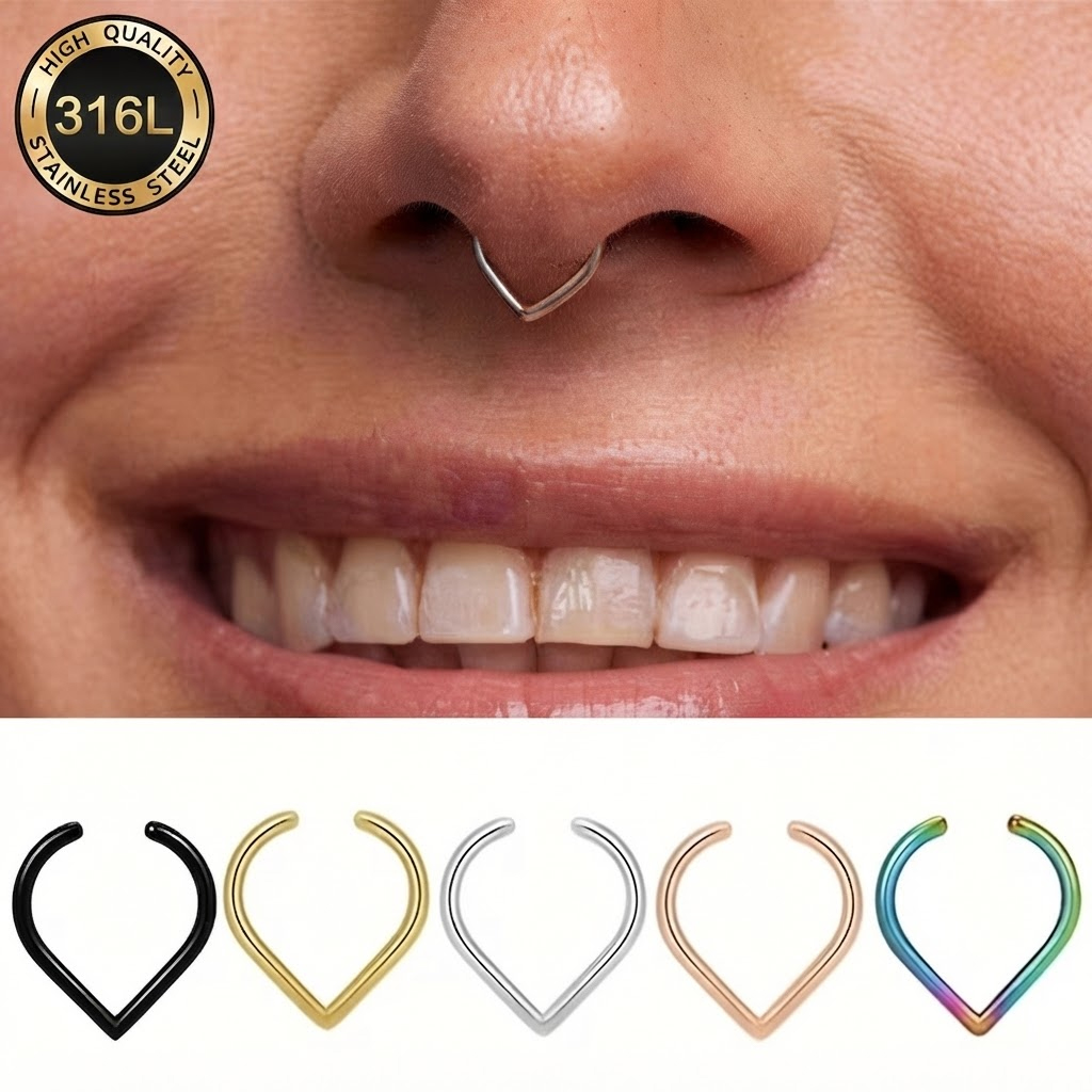 Body Jewelry Ear Piercing - 5-delige set nepneusringen van roestvrij staal,