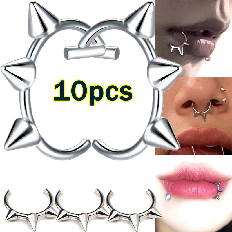 Body Jewelry Lip Ring - 10 stks Punk Neusring Een Nagel