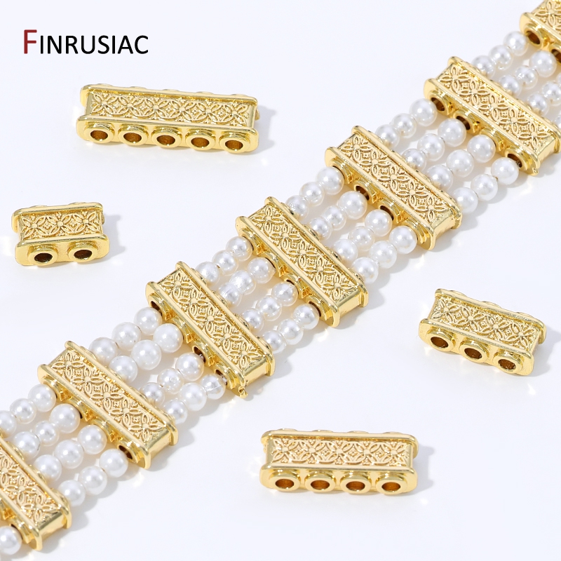 Body Jewelry Diy - 18K verguld messing rechthoekige afstandhouders voor