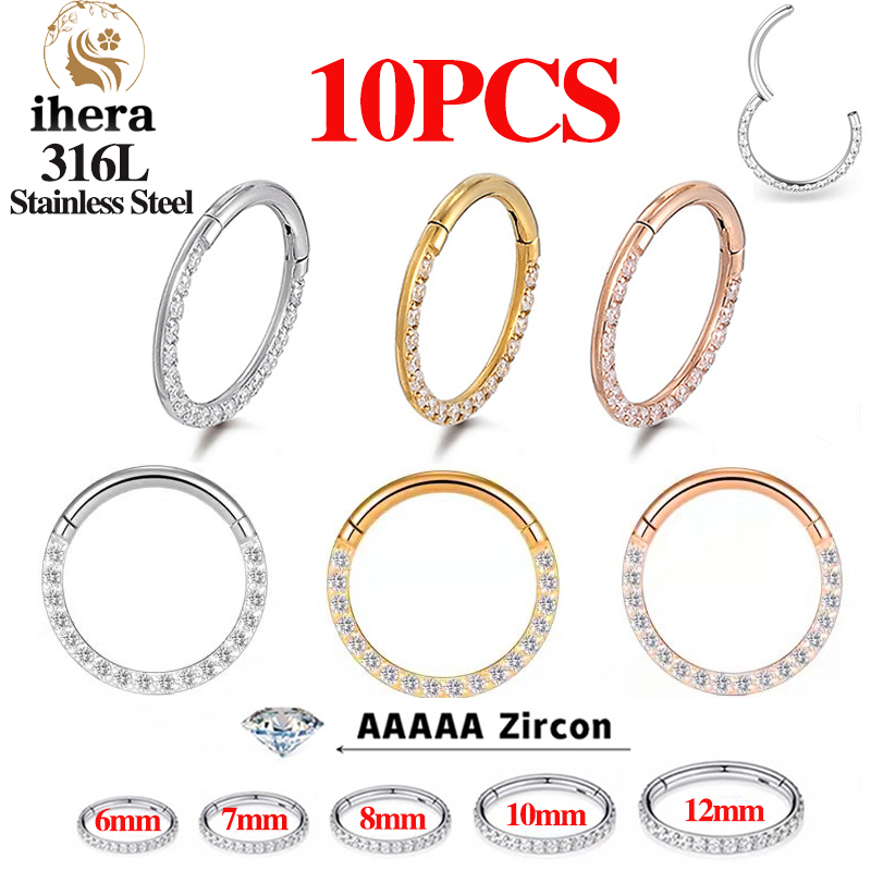 Body Jewelry Ear Piercing - 1/10PCS Rvs Neuspiercings Septum Clicker CZ