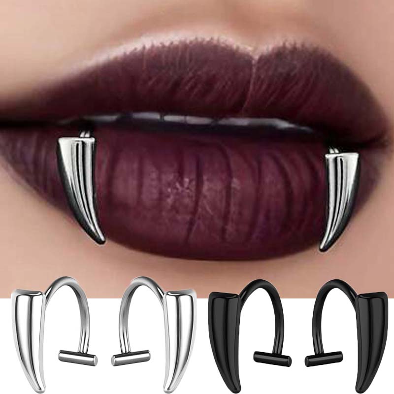 Body Jewelry Lip Ring - 1 paar roestvrijstalen gepersonaliseerde scherpe tanden