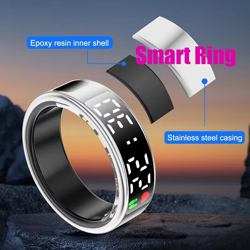 Daith Heart Ring - Fitness Slaap Smart Ring LED-scherm Hartslag