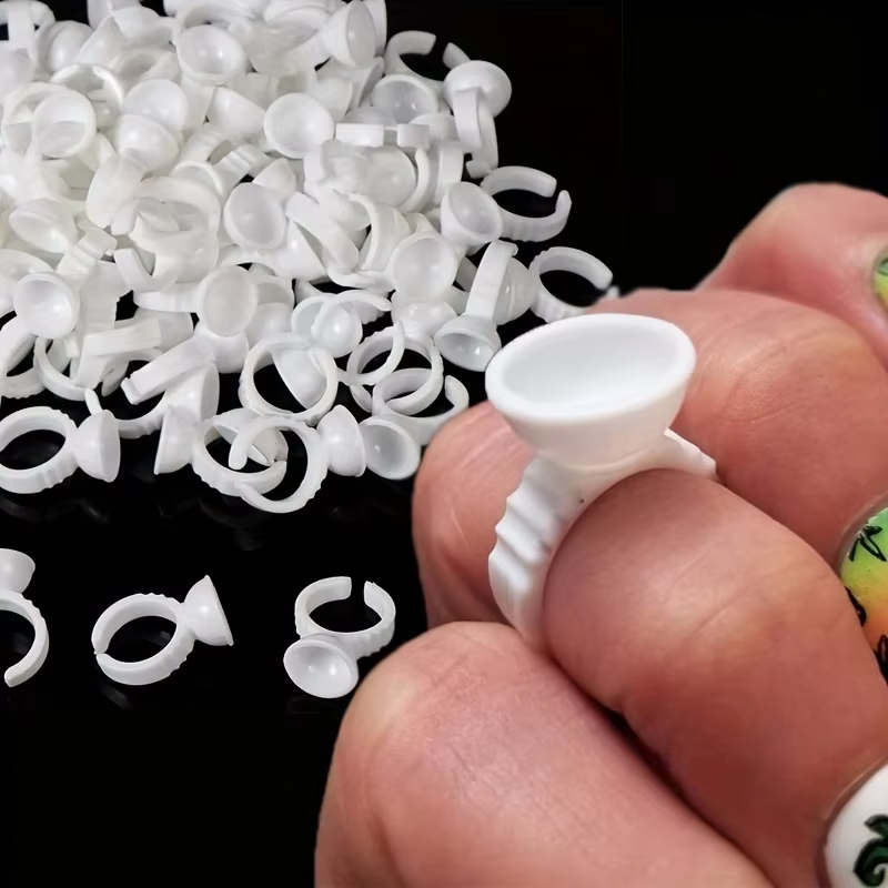 Body Jewelry Tattoo - 100 wegwerp witte lijmhouderringen, lijmtrays, wenkbrauw