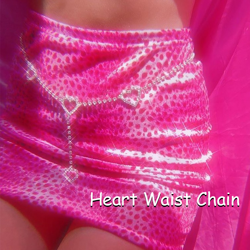 Body Jewelry Y2K - 2000S Esthetische Shiny Crystal Heart Taille