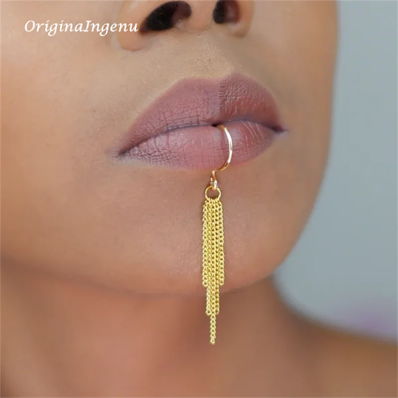 14K Gold Filled Chain Lip manc - Body Jewelry Lip Ring recensie en prijs