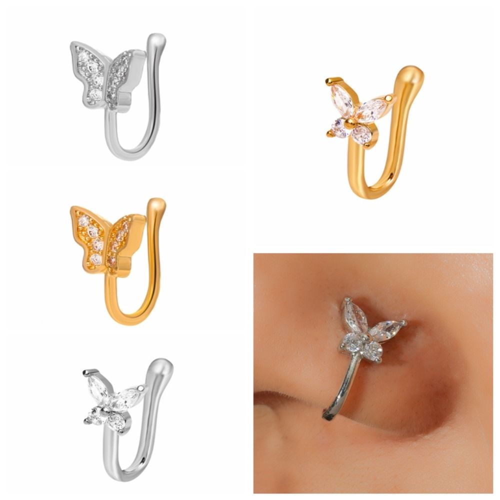 Rhinestone vlinder neusring zi - Body Jewelry Ear Piercing recensie en prijs