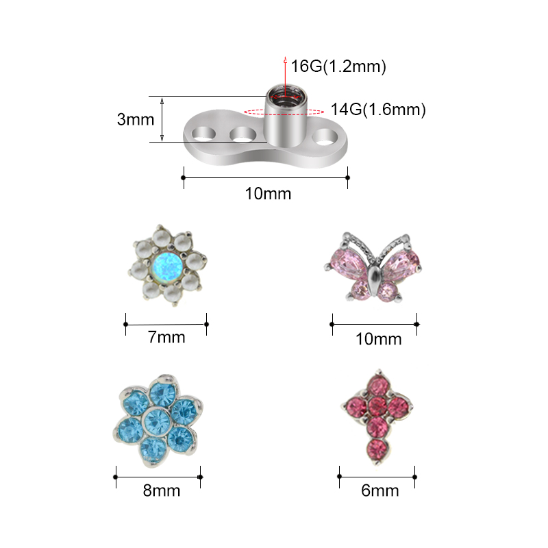 1Pc 100% Chirurgisch Staal 14G - Dermal Anchor Top recensie en prijs