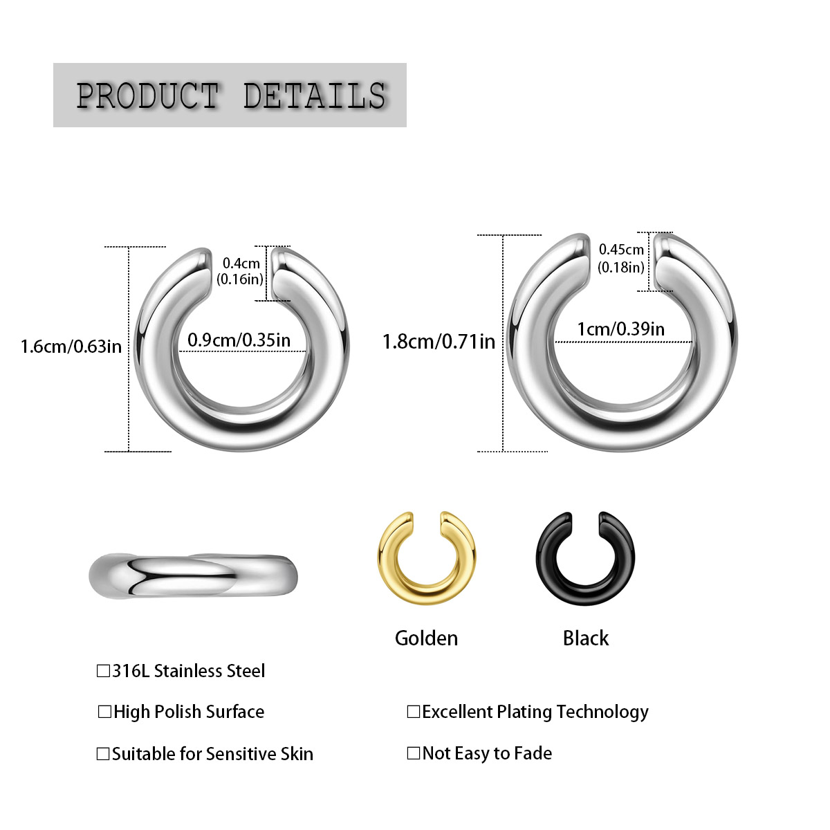 1pc Overdreven c-vormige Non-P - Body Jewelry Ear Piercing recensie en prijs