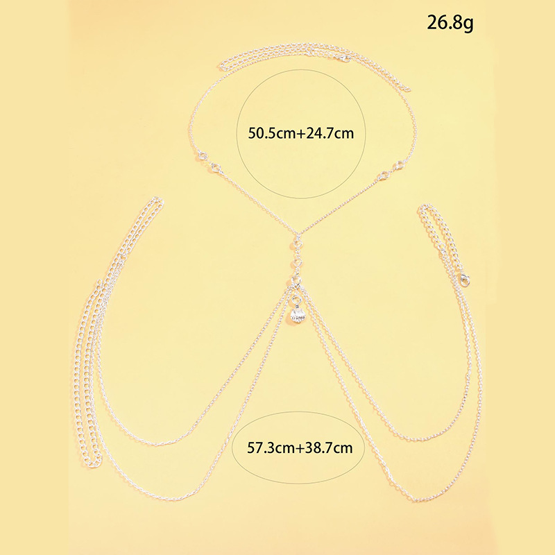 Dames zilverkleurige body chai - Body Jewelry Y2K recensie en prijs